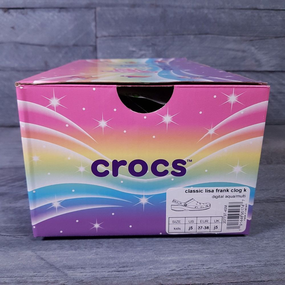 CROCS X Lisa Frank Classic Clogs Kids Size J5 Womens 7 Limited Edition - Picture 9 of 9
